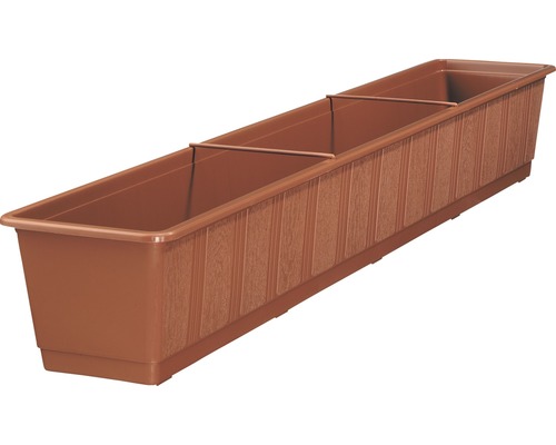 Jardinière Geli Standard plastique 100x17x14 cm terre cuite Jardinière longue avec structure en bois pour l''extérieur