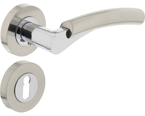 Poignée sur rosace Intersteel Bryan serrure à garnitures chrome nickel mat Poignée de porte avec rosette et rosace de clé