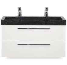 Naturstein Doppelwaschbecken mit Unterschrank Sanox SEVILLE BxHxT 101x58x45.5 cm Frontfarbe weiss 81702901
