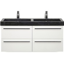 Naturstein Doppelwaschbecken mit Unterschrank Sanox SEVILLE BxHxT 121x58x45.5 cm Frontfarbe weiss 81703301
