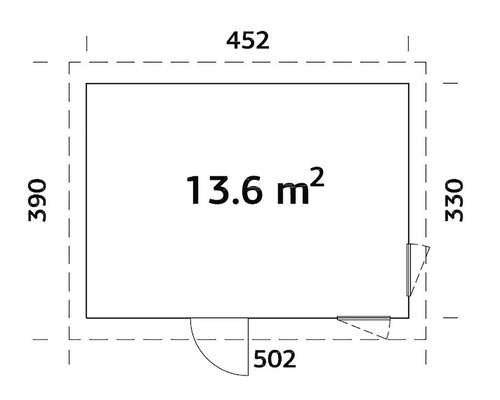 Grundriss mit Abmessungen und Flächenangabe