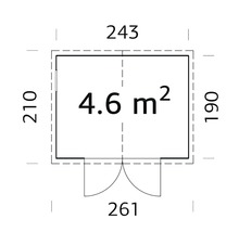 Plan avec dimensions et une surface de 4.6 mètres carrés