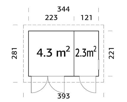 Plan d''un abri de jardin avec indications de taille