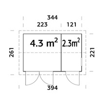 Plan avec les dimensions d''un abri de jardin