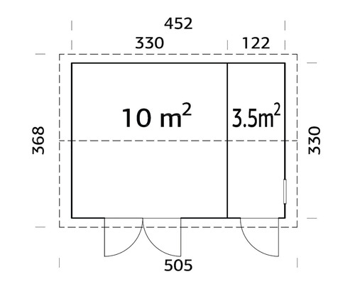 Plan d''un abri de jardin avec indications de taille