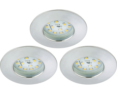 Trois spots encastrables LED ronds avec douille métallique
