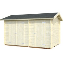 Abri de jardin en bois avec double porte et toit à deux pentes