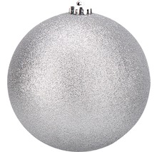 Silberne Christbaumkugel mit Glitzer