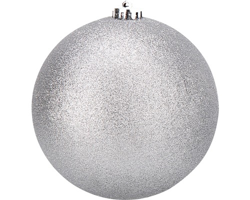 Weihnachtsbaumkugel groß XXL Lafiora Kunststoff Ø 20 cm silber glitter