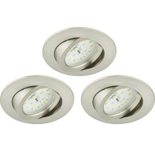 Set d'éclairages encastrés LED IP23 3 pces 3x5 W 3x400 lm 3000 K nickel/mat Ø 6,8 cm 230 V