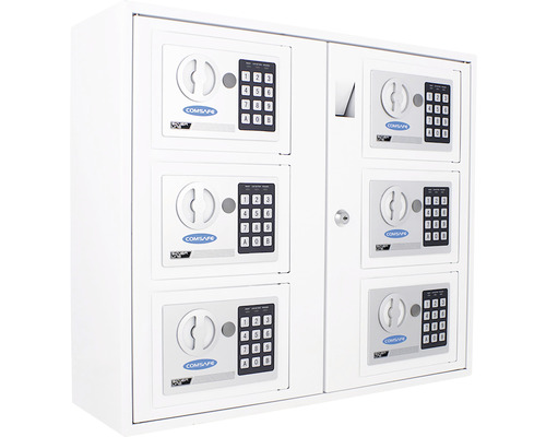 Schliessfachschrank mit sechs Fächern und digitalem Zahlenschloss