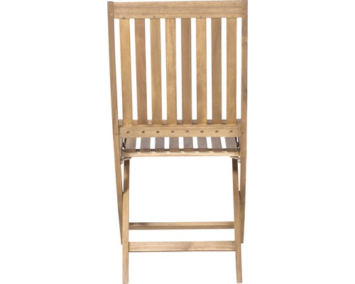 Vue arrière d''une chaise pliante en bois avec des lattes