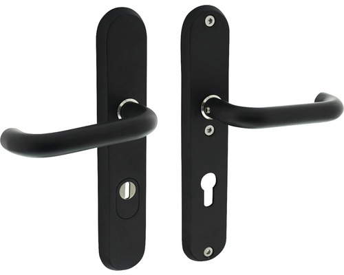 Poignée de sécurité Intersteel pour porte d'entrée béquille/béquille ovale cylindre profilé 92 mm noir