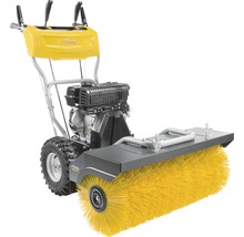 Kehrmaschine mit gelbem Bürstenaufsatz