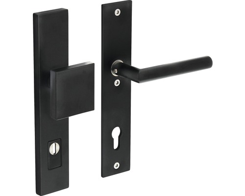 Poignée de sécurité Intersteel pour porte d'entrée poignée/béquille de porte d'entrée carré cylindre profilé 92 mm noir mat