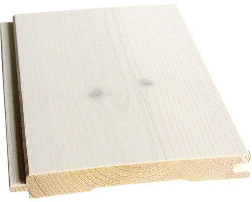 Lambris à emboîter Konsta épicéa "A" blanc 14x121x3000 mm Panneau en bois avec rainure et languette