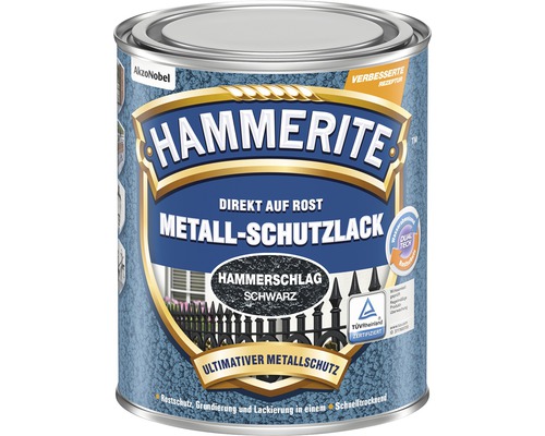 Peinture de protection des métaux Hammerite, directement sur la rouille, noir martelé, certifié TÜV Rheinland