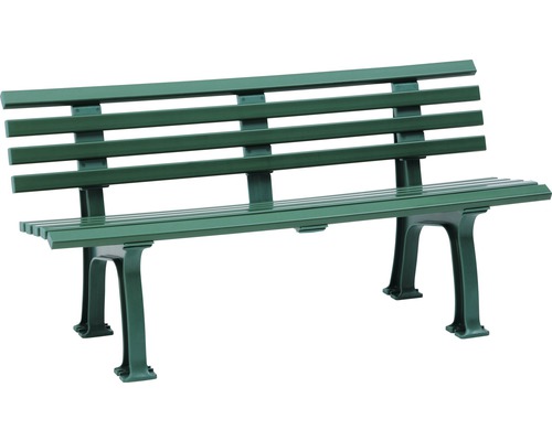 Banc de jardin Blome Sylt plastique 3 places vert mousse Banc de jardin vert avec dossier en plastique