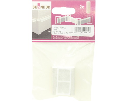 Skandor Sockelleisten Eckverbinder aus Kiefernholz, 16,5 x 16,5 x 40 mm, 2 Stück