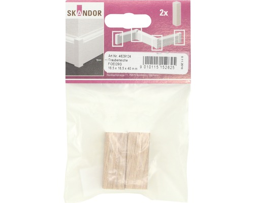 Skandor Sockelleisten Eckelement aus Holz, zwei Stück in Verpackung