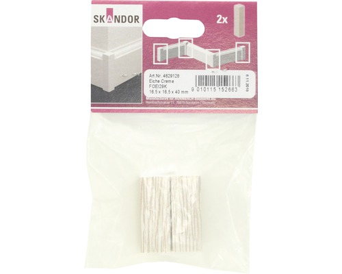 Skandor Sockelleisten Eckstück Eiche Creme, 16,5 x 16,5 x 40 Millimeter, 2 Stück