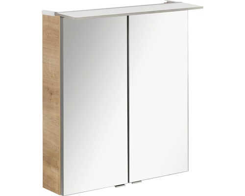 Armoire de toilette FACKELMANN B.perfekt chêne noueux 60 x 15 x 69 cm 2 portes led Armoire de toilette à miroir avec deux portes et tablette