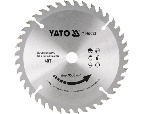 Lame de scie circulaire Yato avec 40 dents pour le travail du bois
