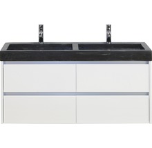 Naturstein Doppelwaschbecken mit Unterschrank Sanox DANTE BxHxT 121x58x45.5 cm Frontfarbe weiss 81707301