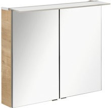 LED-Spiegelschrank Fackelmann b.perfekt 80x69x15 cm 2-türig Ast-eiche