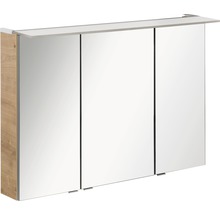 Spiegelschrank FACKELMANN B.perfekt 100 x 15 x 69 cm ast-eiche 3-türig LED