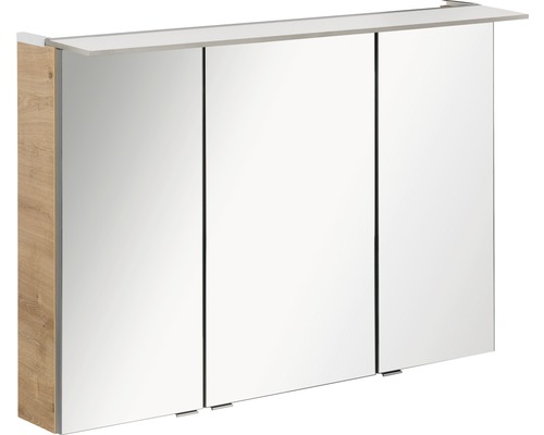 Armoire de toilette FACKELMANN B.perfekt chêne noueux 100 x 15 x 69 cm 3 portes led