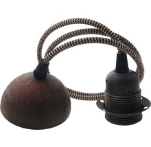 Culot de lampe E27 avec câble textile vintage/rouille 1 m-thumb-2
