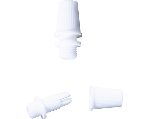 Trois serre-câbles blancs pour câbles électriques