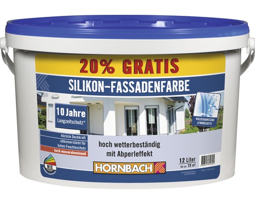 Peinture au silicone pour façade HORNBACH blanc 12 l (20 % gratuit!)