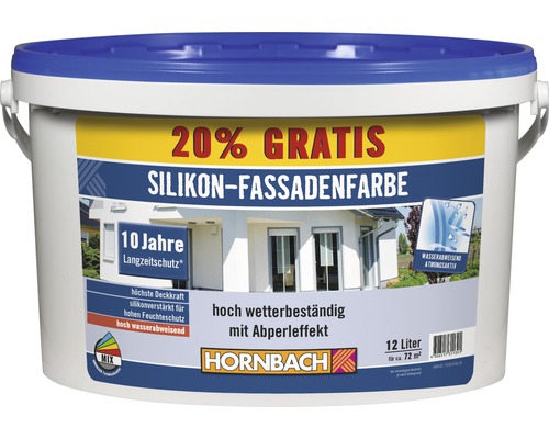 Peinture au silicone pour façade HORNBACH blanc 12 l (20 % gratuit!) Peinture au silicone pour façade HORNBACH blanc 12 l (20 % gratuit!)