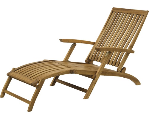 Fauteuil de jardin Gardamo Paleros support et surface bois d'acacia FSC®-100 % nature Chaise longue en bois pour le jardin