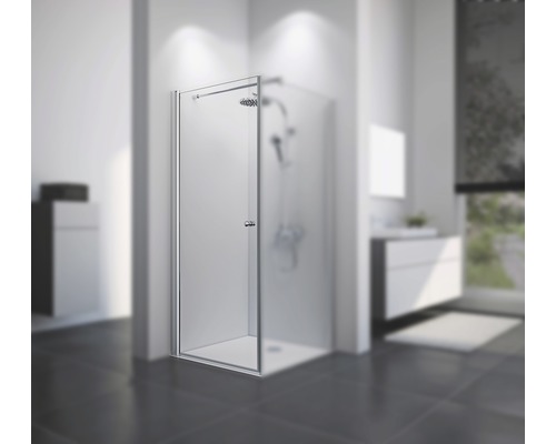 Porte pivotante pour paroi latérale Breuer Elana 8 900x2000 mm en verre véritable transparent clair alu nature