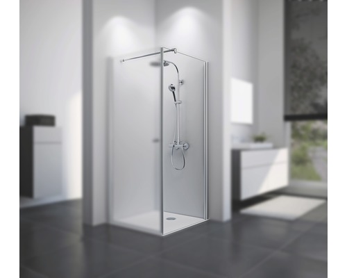 Paroi latérale pour porte pivotante Breuer Elana 8 90 cm butée à droite en verre transparent profilé couleur argent