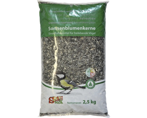 Sonnenblumenkerne im 2,5 Kilogramm Sack, Einzelfuttermittel für freilebende Vögel