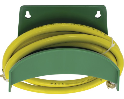 Gartenschlauchhalter mit gelbem Wasserschlauch