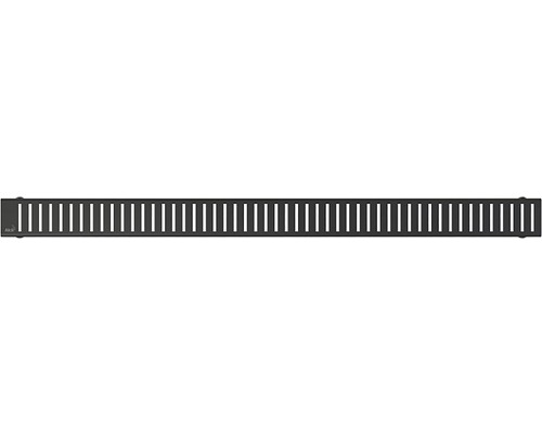 Grille d'évacuation de douche Alca Pure Black 1150x60x15 mm acier inoxydable noir Cache-radiateur avec fentes longitudinales
