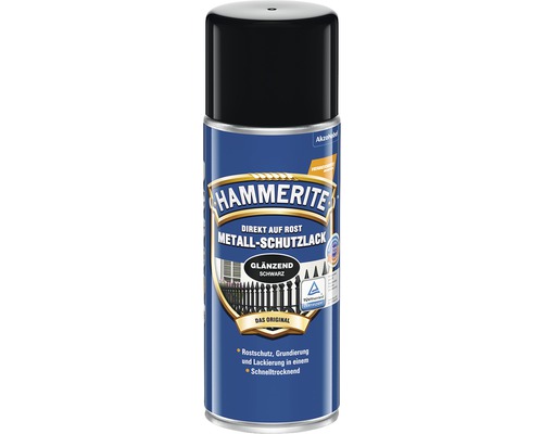 Laque de protection pour métaux HAMMERITE noir brillant 400 ml Laque de protection pour métaux HAMMERITE noir brillant 400 ml