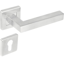 Garniture de poignée de porte en acier inoxydable avec rosette carrée et rosette de clé