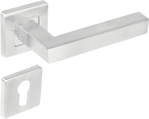 Poignée sur rosace Intersteel Vierkant cylindre profilé acier inoxydable EN1906/4 Garniture de poignée de porte en acier inoxydable avec rosette carrée et rosette de clé