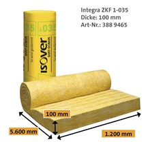 Panneau roulé en laine de verre ISOVER Integra 1-035 pour isolation entre chevrons pour toit en pente 5600 mm x 1200 mm x 100 mm