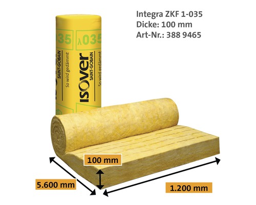 Rouleau d''isolation Isover Integra ZKF 1-035, épaisseur 100 mm