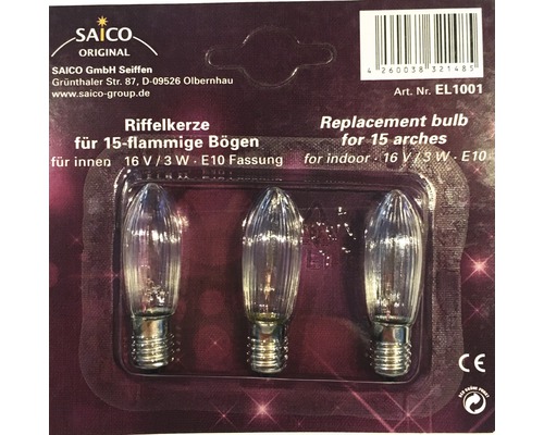 Ampoules de rechange Saico pour arcs lumineux / guirlandes lumineuses à 15/ 16 ampoules 3 pièces