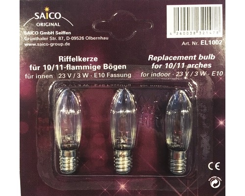 Ersatzleuchtmittel Saico für 10-flammige Lichterbögen/ Lichterketten 3 Stk.