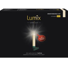 Lumix Superlight bougie de Noël sans fil, jeu d''extension ivoire mini sur fond noir
