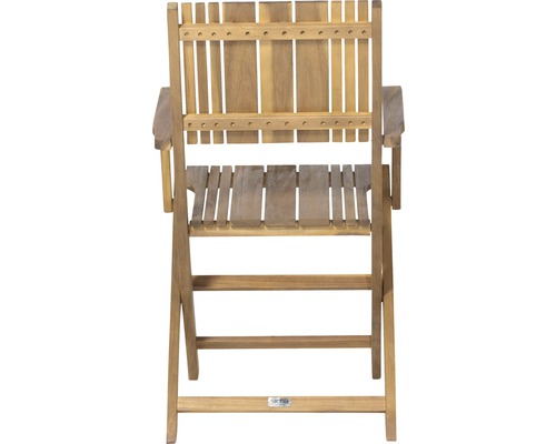 Gartensessel aus Holz mit Armlehnen, Rückansicht